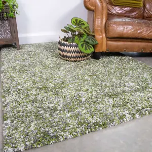 Super Soft Green Grey Mottled Shaggy Area Rug 160x230cm