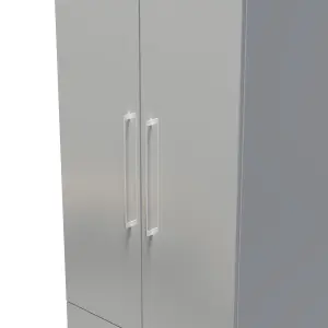 Chester 2 Door 2 Drawer Wardrobe in Uniform Grey Gloss & Dusk Grey (Ready Assembled)