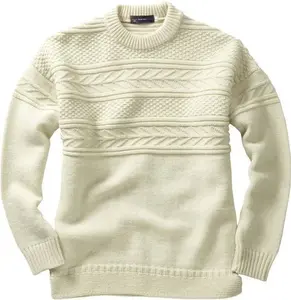 Crew Neck Guernsey Sweater - L, Ecru