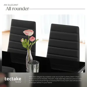 Dining Chairs - high backrest, padded, synthetic leather  - black