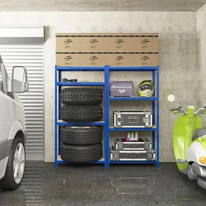 SONGMICS Boltless 4-Level Steel Shelving Unit, Storage Solution, Rack, for Garage and Shed, Blue