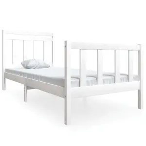 Berkfield Bed Frame White Solid Wood 90x200 cm