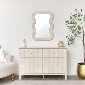 Melody Maison Taupe Wave Framed Wall Mirror - 85cm x 60cm