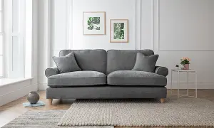 Sofas Express Mumbles Charcoal Grey Scroll Manhattan 3 Seater Sofa