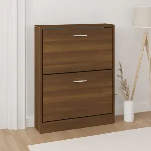 Berkfield Shoe Cabinet Brown Oak 59x17x81 cm Engineered Wood