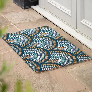 Ikat Navy Peacock Doormat 600X900mm