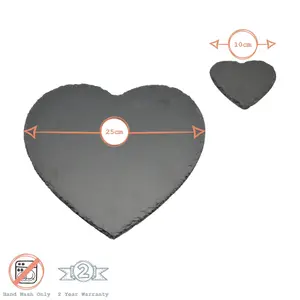 Argon Tableware - Heart Slate Placemats & Coasters Set - 12pc