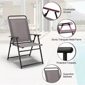 Costway Outdoor Folding Chairs Set of 2 Lightweight High Back Chairs w/ Armrests