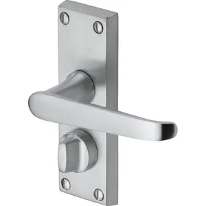 Heritage Door Handle for Privacy Set Victoria Short Design (Set of 2) Satin Chrome