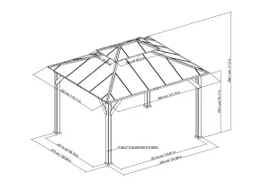 SUNJOY FSC Cedar Wood Gazebo with 2-tier steel roof - 300cm x 360cm, Anthracite