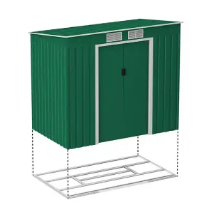 BillyOh Cargo Pent Metal Shed Including Foundation Kit - 7 x 4 Dark Green