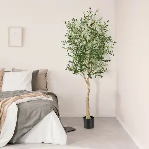 Costway 6FT Artificial Olive Tree 182cm Tall Faux Olive Plants Potted Olive Silk Tree