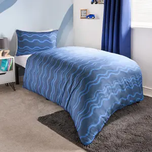 Duvet Cover Set Under The Sea Quilt Pillowcase Reversible Bedding, Blue - Junior