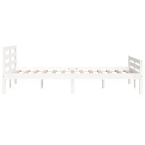 Berkfield Bed Frame White Solid Wood 135x190 cm Double