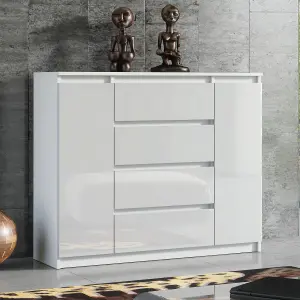 6-Drawer 2 Doors Chest of Drawers 120cm White - Creative Furniture