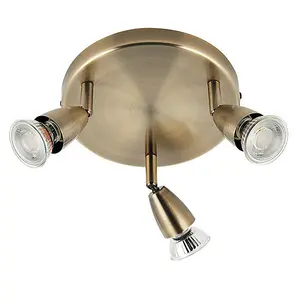 Luminosa Amalfi Adjustable 3 Light Spotlight Antique Brass, GU10