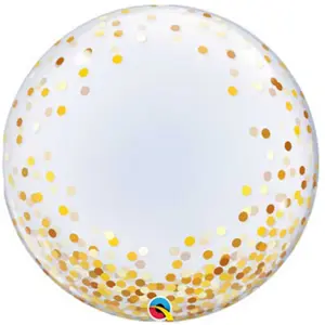 Qualatex Deco Confeffit Dot Bubble Balloon Gold (One Size)