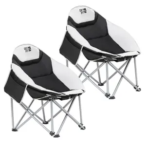 Get Fit Moon Camping Chair - Portable Outdoor Premium Folding Chair With Pocket, Cup Holder & Carry Bag - Weight Capacity Of 130Kg