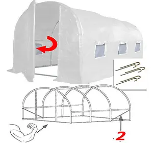 4m x 2m + Anchorage Stake Kit (13' x 7' approx) Pro+ White Poly Tunnel