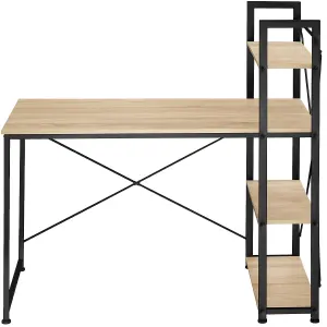 Desk Hershey - integrated shelf with 3 compartments - industrial wood light, oak Sonoma