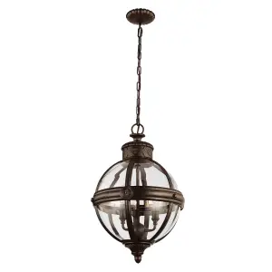 Luminosa Adams 3 Light Ceiling Chandelier Pendant Light British Bronze, E14