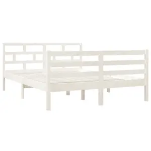 Berkfield Bed Frame White Solid Wood Pine 140x190 cm