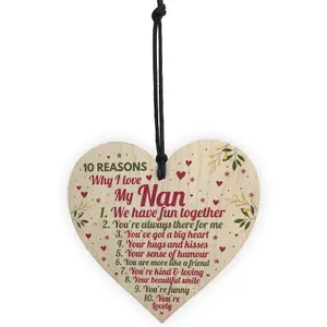 Red Ocean Reasons Why I Love My Nan Mothers Day Gift For Her Nan Birthday Gifts Thank You Plaque Keepsake Sign