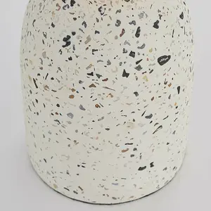 Modern Terrazzo Mini Table Lamp White Speckled Marble Bedside Bulb Holder Light