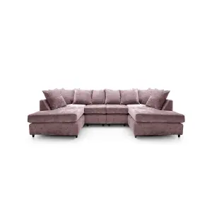 Harriet Plus Crushed Chenille U-Shape Sofa in Pink