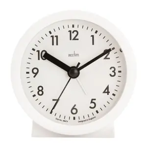 Analogue Quartz Movement / Crystal Alarm Tabletop Clock White