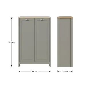 GFW Lancaster 2 Door Shoe Cabinet Grey