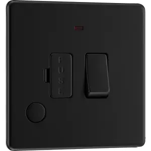 BG Flatplate Switched FCU with LED and Flex Outlet, Matt Black