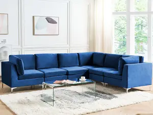 Corner Sofa EVJA Navy Blue Velvet Left Hand