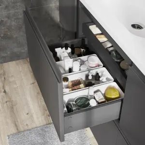 GoodHome Levanna Wide Matt Grey Double Freestanding Bathroom Cabinet (H) 850mm (W) 1200mm