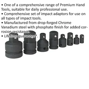 8 Piece Impact Socket Adaptor Set - Drop Forged Steel - Corrosion Resistant