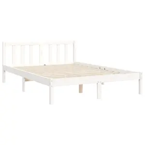 Berkfield Bed Frame with Headboard White 140x200 cm Solid Wood