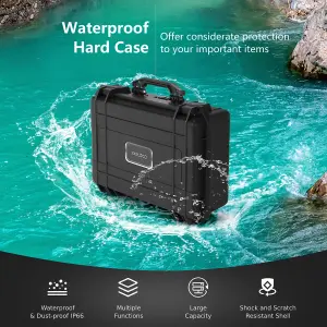 Costway 56 x 44 x 22 cm Waterproof Hard Case Flight Storage Secure Box Camera Protection W/ Foam Insert