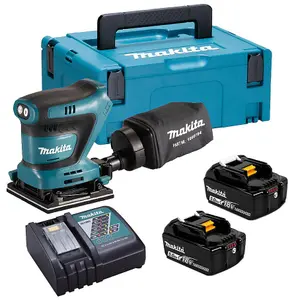 Makita DBO480RTJ 18v LXT 1/4 Sheet Cordless Palm Sander Hook Loop + 2x5ah Makpak