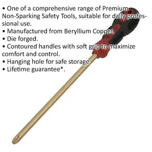 Non-Sparking Phillips Screwdriver - 4 x 200mm - Comfortable Soft Grip Handle