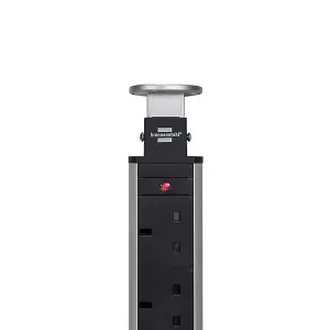 Brennenstuhl Tower Pop-Up Retractable Extension Lead with USB  Ports