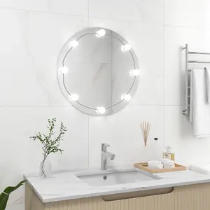 Berkfield Wall Mirror with LED Lights Round Glass