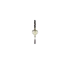 Luminosa Harem 1 Light Ceiling Pendant Antique Brass, Amber, Glass, E27