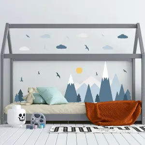 Walplus Colourful Mountains Landscape, Blue, Scandinavian Style, Children Wall Stickers Kids Sticker PVC Blue