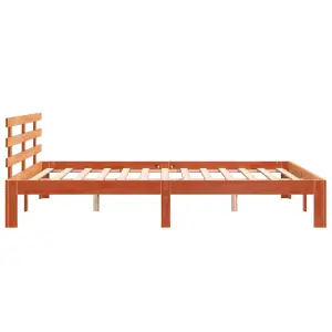 Berkfield Bed Frame with Headboard Wax Brown 150x200 cm King Size Solid Wood Pine