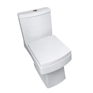 Rinse Bathrooms Bathroom Dual Flush Close Coupled Toilet Square WC with Soft Close Seat