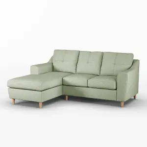 Baxter Fabric L Shaped 3 Seater Corner Sofa With Chaise Sage Left Hand Facing