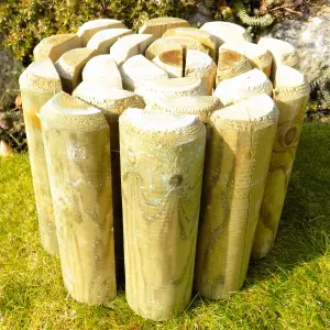 Wooden Log Edging Border Lawn Border Edge  (H)200mm (L)1.8m Set of 4