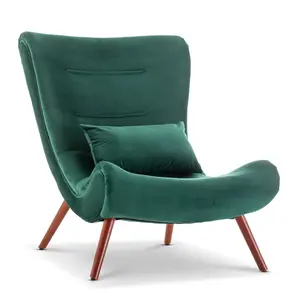 Velvet Emerald Green Katia Accent Chair with Footstool