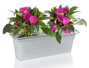 Primrose Silver Zinc Galvanised Trough Indoor Outdoor Planter Flower Plant Pot 60cm