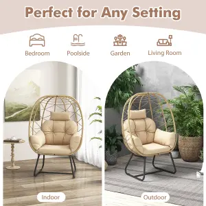 Costway PE Wicker Egg Chair Indoor Outdoor Lounge Chair Patio Basket Chair